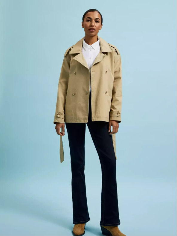 Moodo Бежов дамски къс тренчкот Moodo