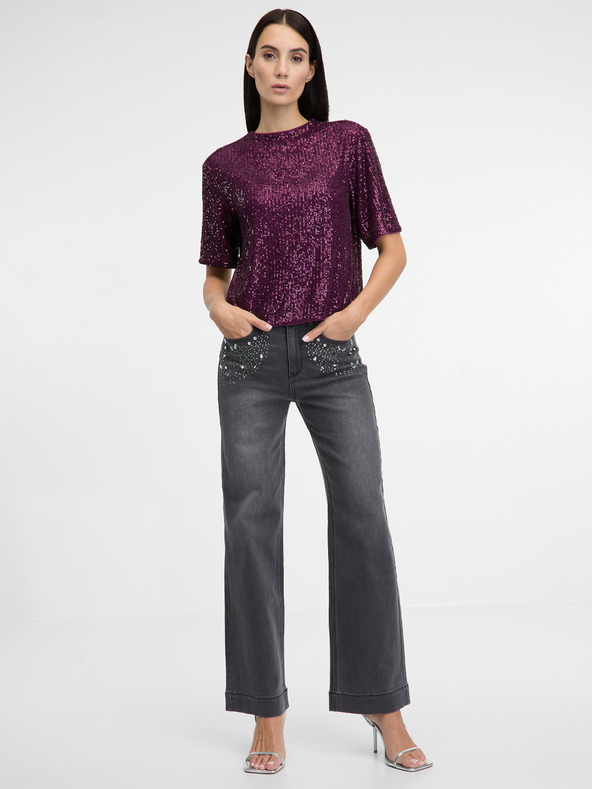 Orsay Тъмно сиви дамски дънки с широки крачоли ORSAY