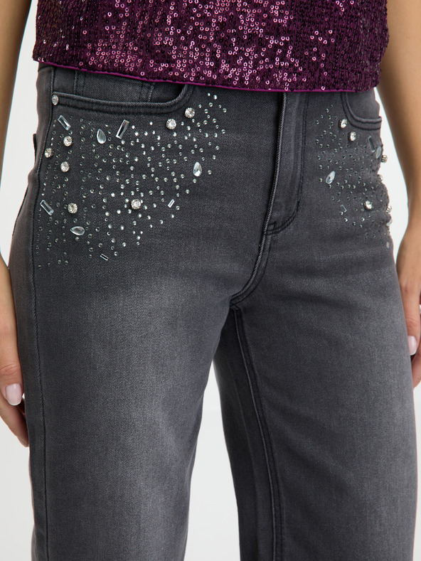 Orsay Тъмно сиви дамски дънки с широки крачоли ORSAY