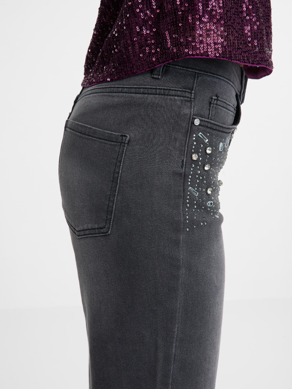 Orsay Тъмно сиви дамски дънки с широки крачоли ORSAY