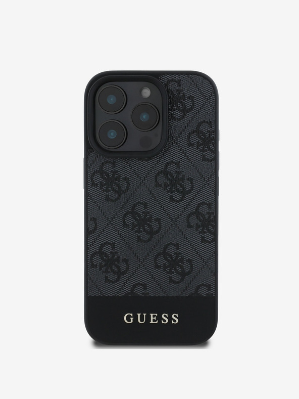 Guess Guess PU 4G Заден капак с ивици за iPhone 16 Pro Max Grey