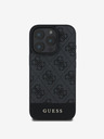 Guess Guess PU 4G Заден капак с ивици за iPhone 16 Pro Max Grey