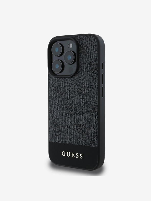 Guess Guess PU 4G Заден капак с ивици за iPhone 16 Pro Max Grey