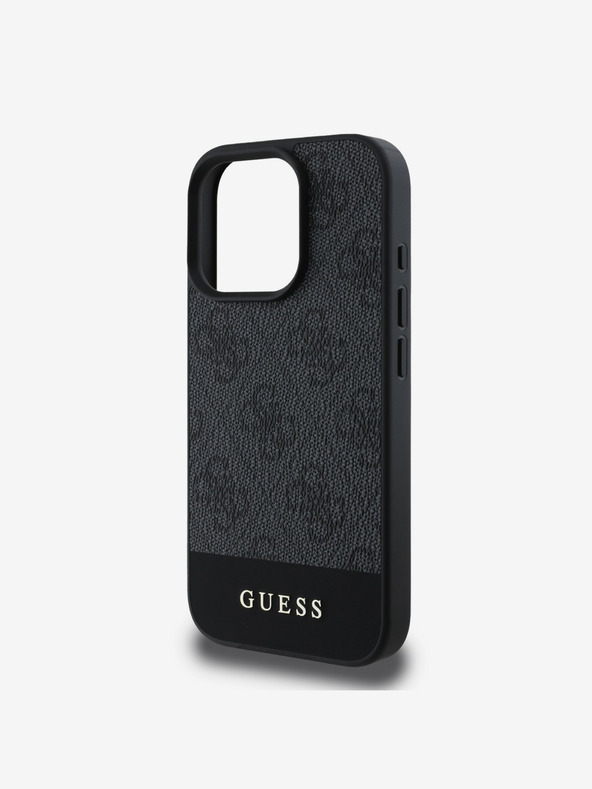 Guess Guess PU 4G Заден капак с ивици за iPhone 16 Pro Max Grey