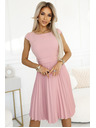 numoco Класическа рокля с колан и къс ръкав - прахово розово
