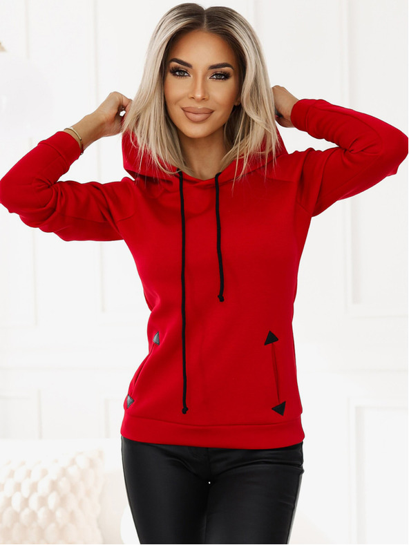 numoco Удобен топъл суитчър с качулка и джобове - червен Numoco