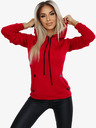 numoco Удобен топъл суитчър с качулка и джобове - червен Numoco