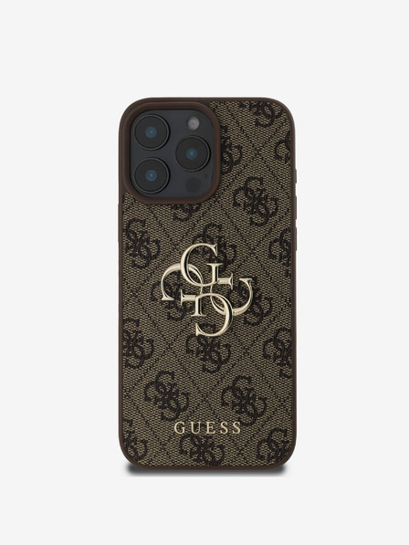 Guess Guess PU 4G метално лого заден капак за iPhone 16 Pro Max Brown