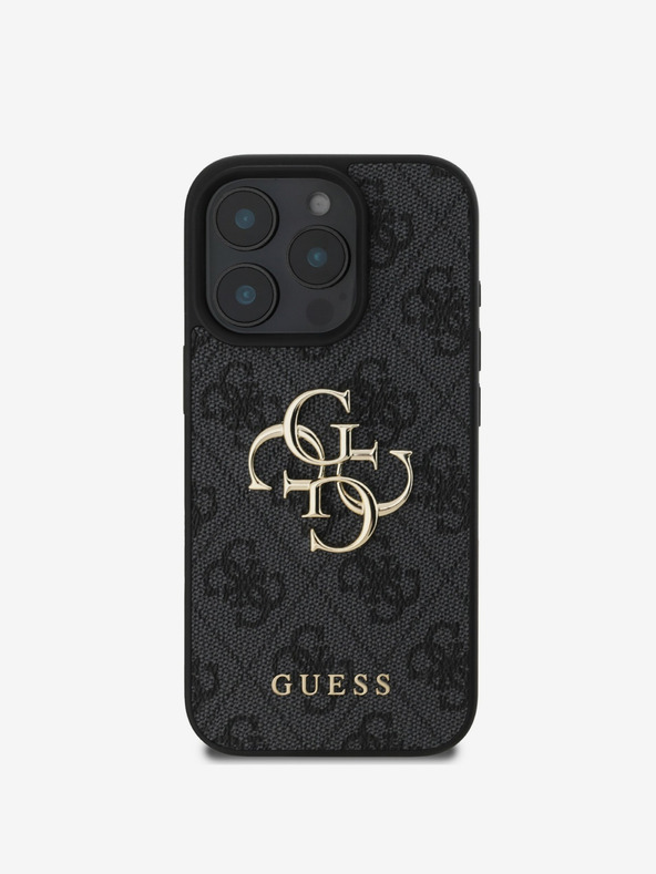 Guess Guess PU 4G метално лого заден капак за iPhone 16 Pro сив