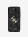 Guess Guess PU 4G метално лого заден капак за iPhone 16 Pro сив
