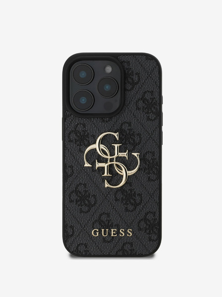 Guess Guess PU 4G метално лого заден капак за iPhone 16 Pro сив