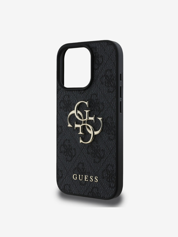Guess Guess PU 4G метално лого заден капак за iPhone 16 Pro сив