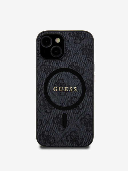 Guess Guess PU Leather 4G Colored Ring MagSafe заден капак за iPhone 15 Black