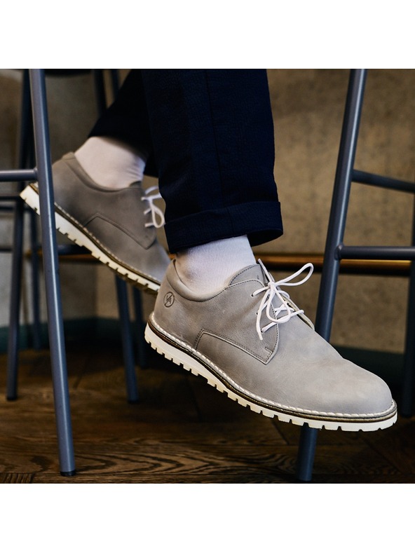 Vasky Дамски кожени полуботи сиви - пролет / есен Vasky Derby Boots -