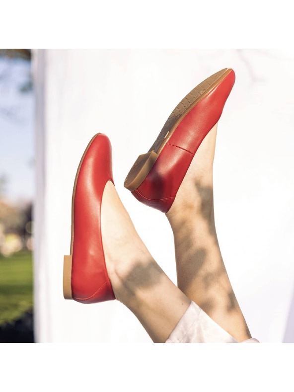 Vasky Кожени балерини червени - пролет / есен обувки VASKY