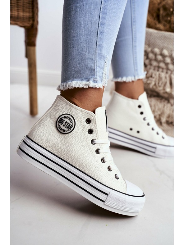 BIG STAR SHOES Дамски високи кецове Big Star - бели
