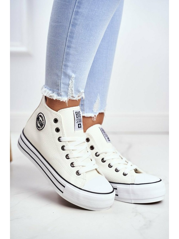 BIG STAR SHOES Дамски високи кецове Big Star - бели