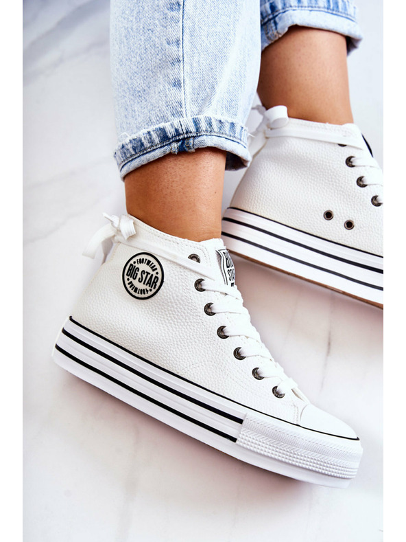 BIG STAR SHOES Дамски високи кецове Big Star - бели