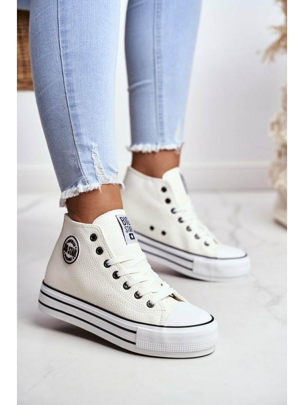 BIG STAR SHOES Дамски високи кецове Big Star - бели