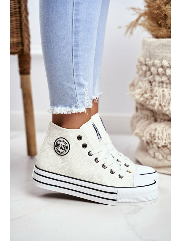 BIG STAR SHOES Дамски високи кецове Big Star - бели