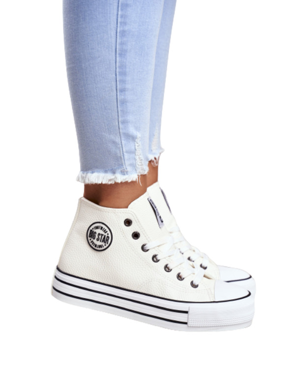 BIG STAR SHOES Дамски високи кецове Big Star - бели