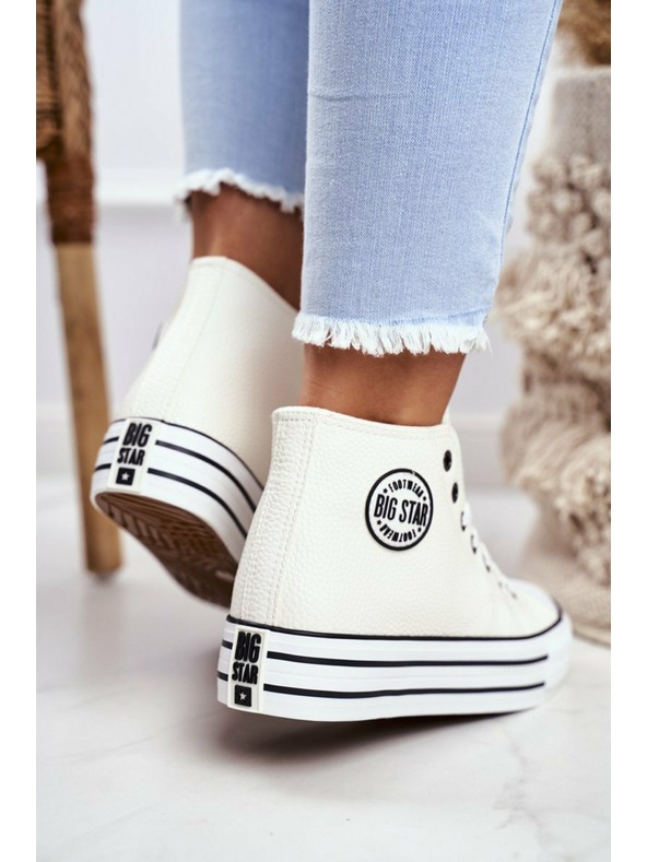 BIG STAR SHOES Дамски високи кецове Big Star - бели