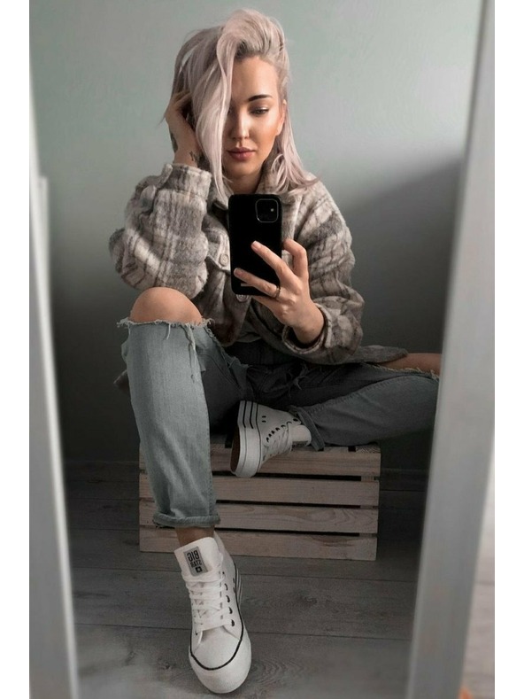 BIG STAR SHOES Дамски високи кецове Big Star - бели