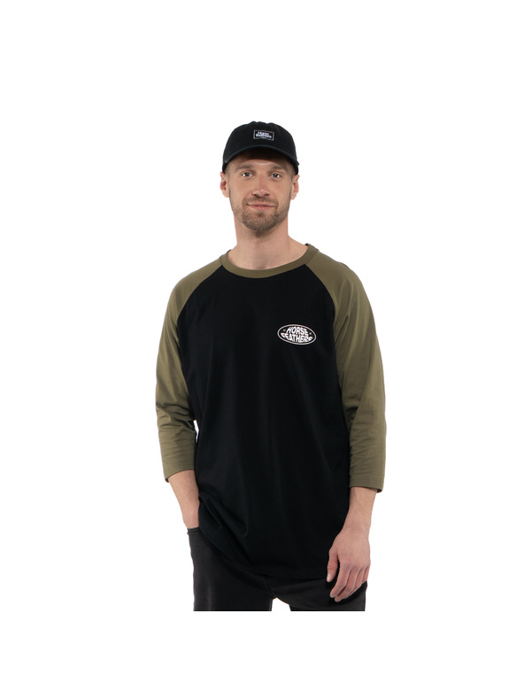 Horsefeathers Тениска Dynamo Raglan - черна/горяла маслина HORSEFEATHERS