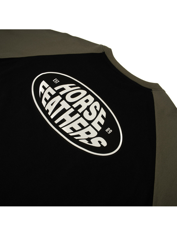 Horsefeathers Тениска Dynamo Raglan - черна/горяла маслина HORSEFEATHERS