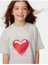 Marks & Spencer Пижама от чист памук с щампа на сърце (3-16 години) Marks & Spencer сива