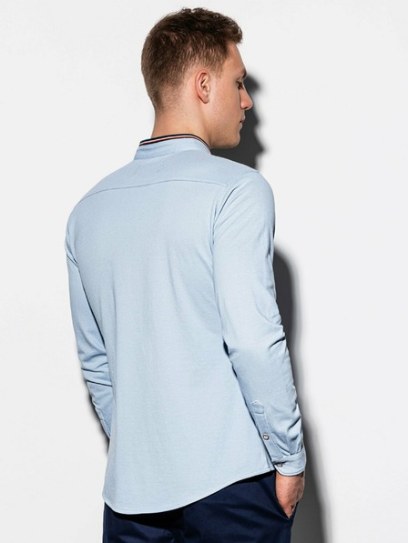 Ombre Clothing Светлосиня мъжка риза със стоящ ръкав K542