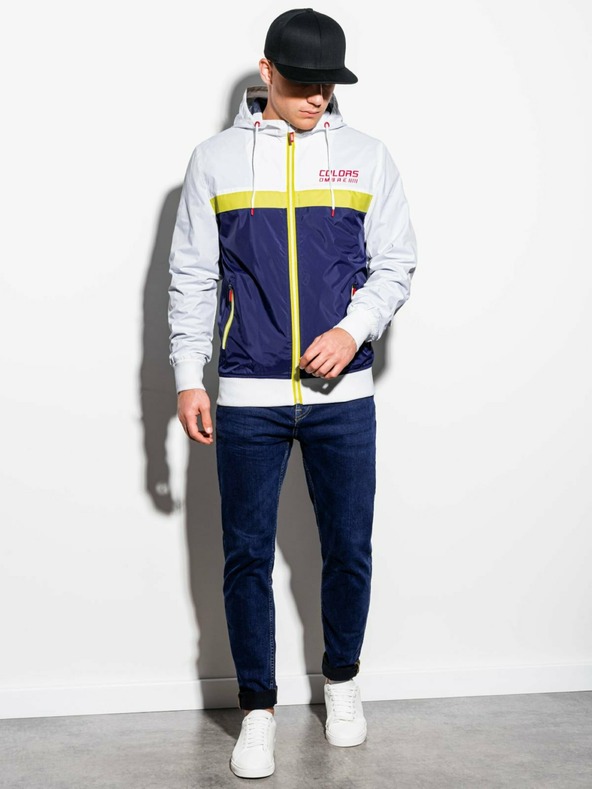 Ombre Clothing Синьо и бяло мъжко пролетно яке Омбре Облекло C438