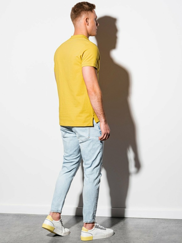 Ombre Clothing Жълта мъжка основна поло риза Ombre Clothing