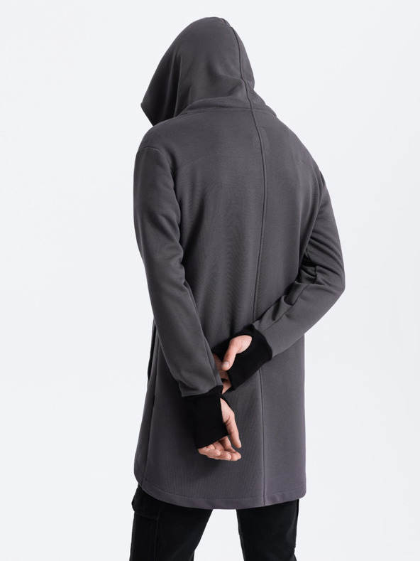 Ombre Clothing Тъмно сив мъжки суитчър с асиметрично закопчаване Ombre Clothing