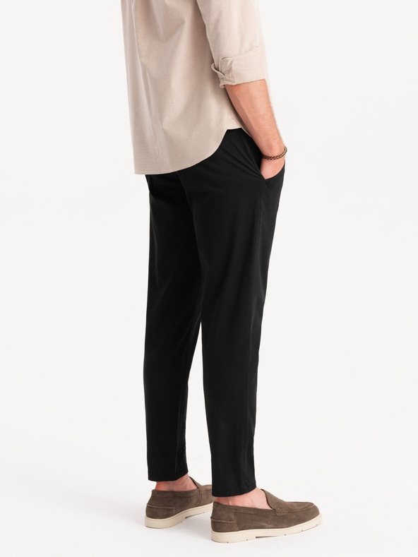 Ombre Clothing Черен мъжки панталон чино с декоративен колан Ombre Clothing