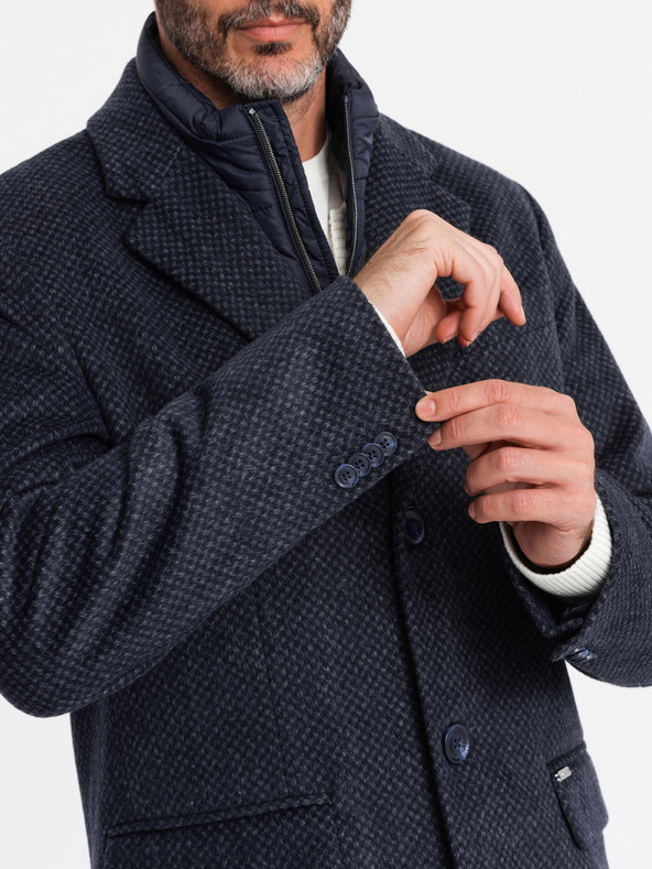 Ombre Clothing Мъжко вълнено палто без копчета Ombre Clothing V1 OM-COWC-0121