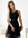 numoco Дамска рокля с гипюр и фин тюл - черна Numoco CATERINA