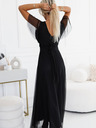 numoco Дълга рокля с деколте и къс ръкав - черна Numoco NASTIA