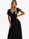 numoco Дълга рокля с деколте и къс ръкав - черна Numoco NASTIA