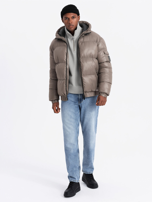 Ombre Clothing Мъжко топло яке с оребрени краища Ombre Clothing