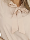 numoco Бежова дамска блуза с дълъг ръкав и вратовръзка Numoco