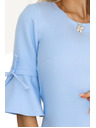 numoco Светлосиня дамска рокля с трапец и връзки на ръкавите Numoco