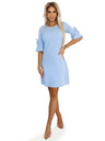 numoco Светлосиня дамска рокля с трапец и връзки на ръкавите Numoco