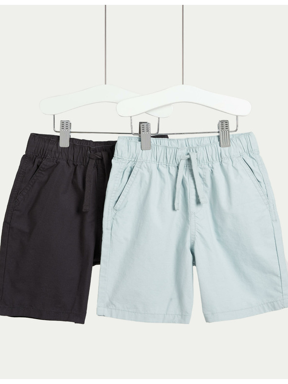 Marks & Spencer Рипстоп шорти от чист памук, 2 броя в опаковка (2–8 години) Marks & Spencer сива