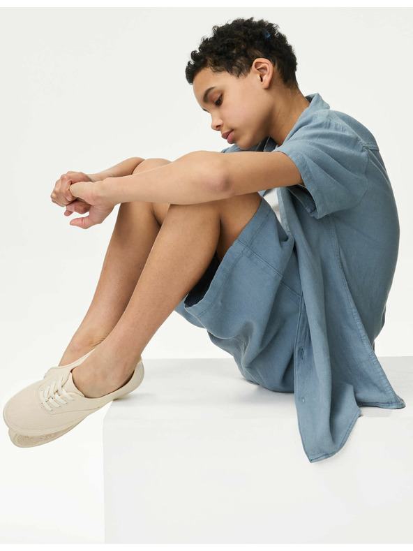 Marks & Spencer Ризa с висок дял лен синя Marks & Spencer