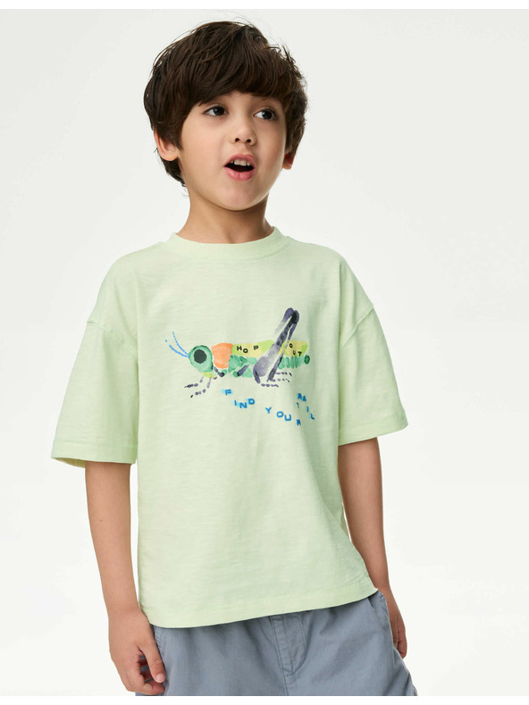 Marks & Spencer Тениска от чист памук с мотив на бръмбари Marks & Spencer