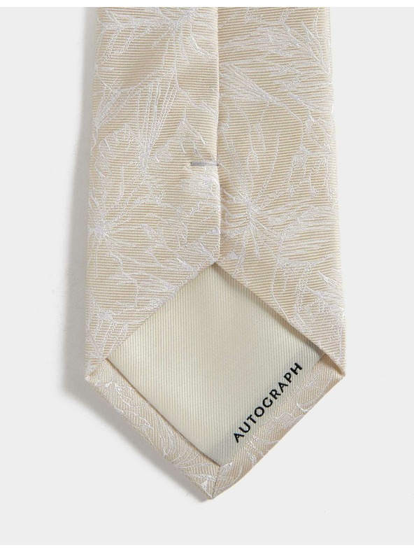 Marks & Spencer Цветна вратовръзка от 100% коприна Marks & Spencer в бяло