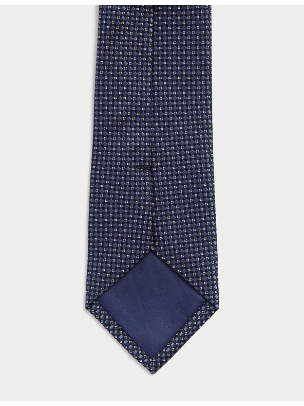 Marks & Spencer Вратовръзка от чиста коприна с геометричен ромбоиден десен Marks & Spencer морско синьо