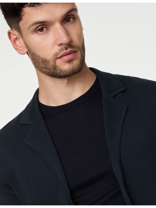 Marks & Spencer Трикотажно яке от памук и модал Marks & Spencer тъмносиньо
