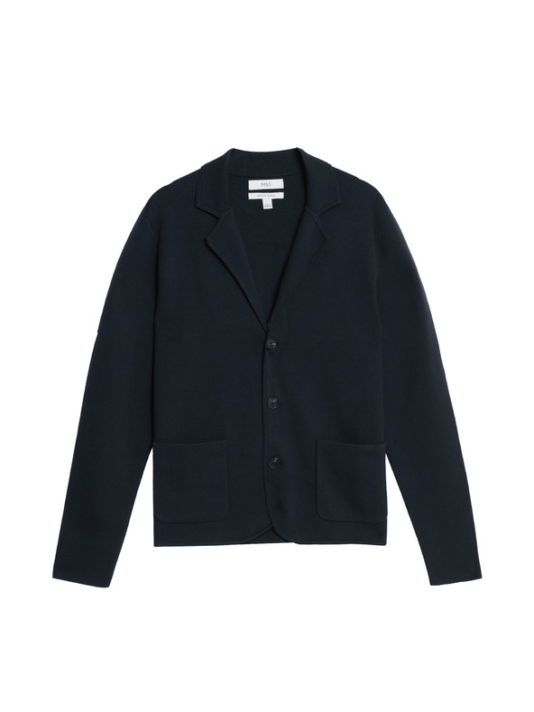 Marks & Spencer Трикотажно яке от памук и модал Marks & Spencer тъмносиньо